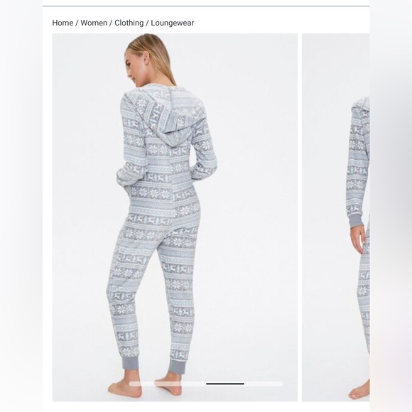 Forever 21 Fair Isle Hooded Pajama Jumpsuit - Picture 2 of 10